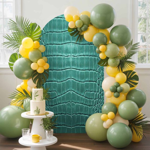 Crocodile Leather Texture Arch Backdrop Cover, 4FT, Luxury Turquoise Spandex Arch Covers Double-Sided Backdrop for Wedding Birthday Party Photo Background Decoration