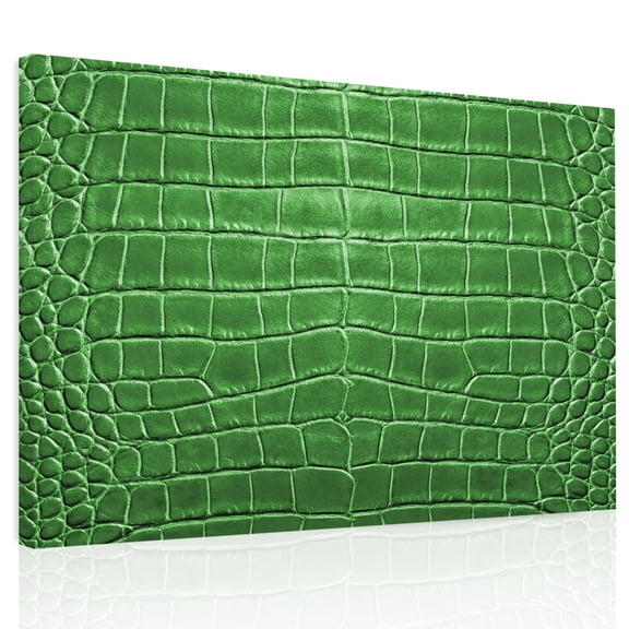 Crocodile Leather Texture Canvas Print Wall Art, Luxury Green Wall Decor Modern Artwork Paintings Pictures for Living Room Framed and Stretched Ready to Hang 24" x 32"