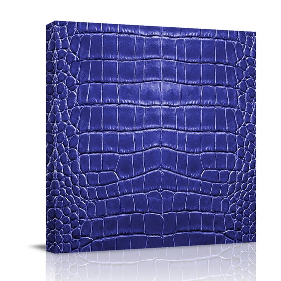 Crocodile Leather Texture Canvas Wall Art for Living Room, Luxury Navy Blue Poster Print Painting for Bedroom Office Home Decoration Wall Pictures Prepare To Hang 8"x8"