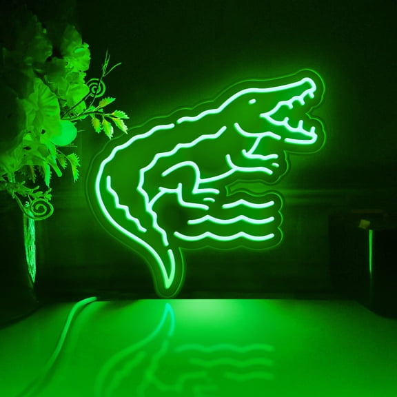 Crocodile Led Light Box, Dimmable Neon-Like Light Signs USB Power for Wall Decor Bedroom Decoration, RGB Light (WxH) 16"x15"