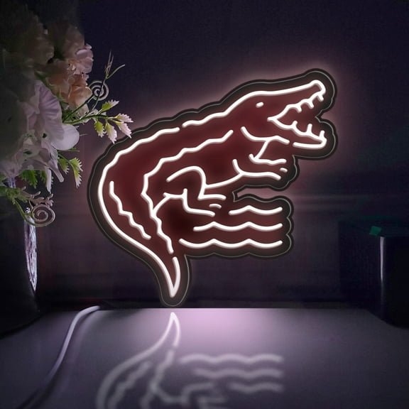 Crocodile Led Light Box, Dimmable Neon-Like Light Signs USB Power for Wall Decor Bedroom Decoration, Static Light (WxH) 8"x7"