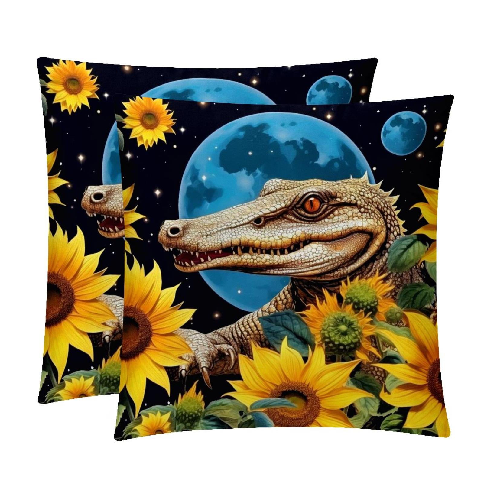 Crocodile Luxurious Velvet Throw Pillow Inserts and Covers Set of 2