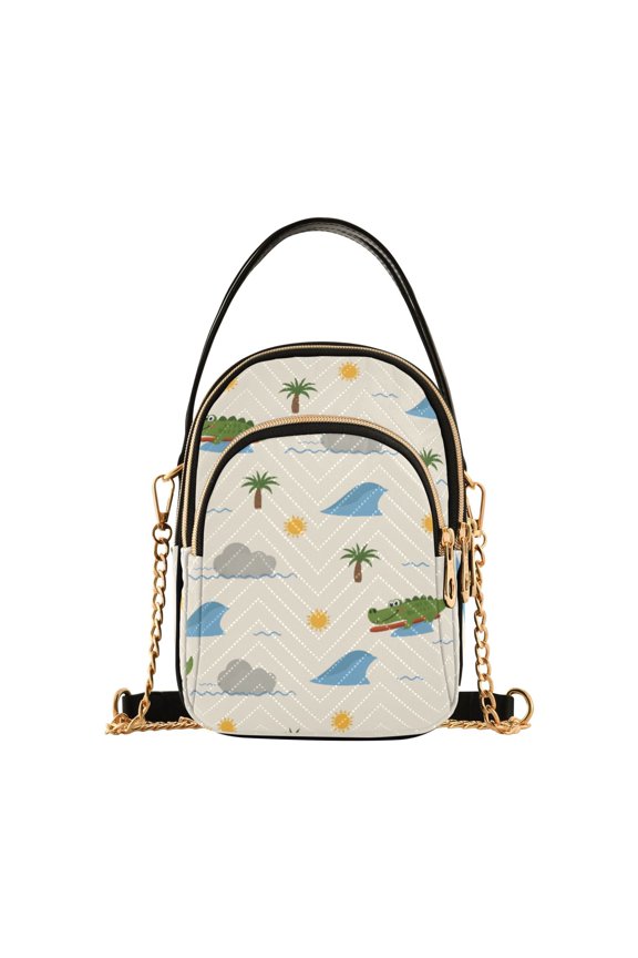 Crocodile Palm Tree Women's Crossbody Handbags Leather Crossbody Bags Fanny Pack Chest Bag for Travel