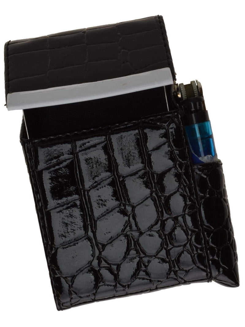 crocodile cigarette case Crocodile Pattern Genuine Leather Cigarette Case Holder with Lighter Pocket  92812CR (C)