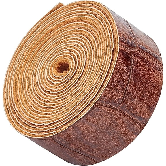 Crocodile Pattern Leather Strap Strip 1 Inch Wide 79 Inch Long Bump Texture Leather Belt Wrap Single Sided Flat Cord