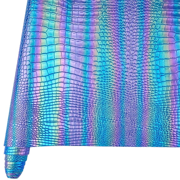 Crocodile Pattern PU Leather Fabric Craft Supplies Dark Blue 1350x298x1mm
