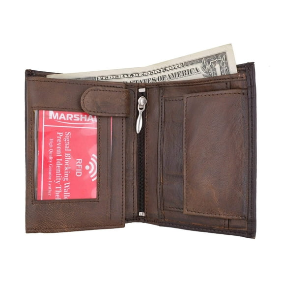 Crocodile Pattern RFID Blocking Premium Leather European Style Bifold Trifold Wallet with ID Window RFIDP518CR (C)