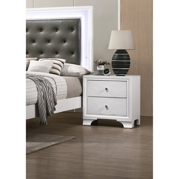 Crocodile Pattern/To Store Books and Cords/White Frost Nightstand