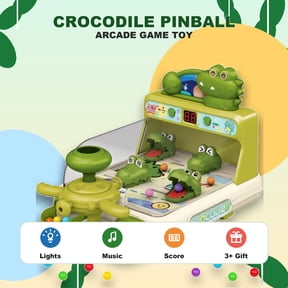 Crocodile Pinball Machine Electronic Tabletop Arcade Game, Kids Musical Board Toy with LED Scoring, Interactive Sensory Gift for Toddlers 3-5