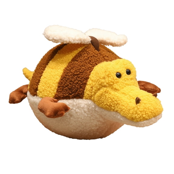 Crocodile Plush Cute Stuffed Animal Round Soft Plush Stuffed Animals 10 Inch Fluffy Brown Yellow White Dress Up Alligator Plush Toys Themed Unique Stuffed Companion for Student