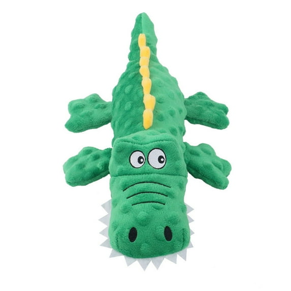Crocodile Plush Squeaky Dog Toy with Crinkle Sound | Chew-Resistant Toy for Puppy Teething & Tug of War | for Light & Moderate Chewers | Interactive