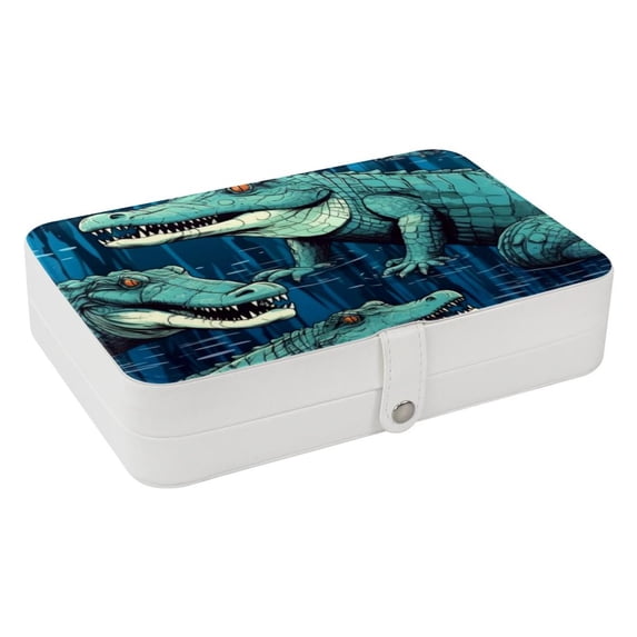 Crocodile Portable PU Leather Jewelry Display Organizer Box with Removable Compartment