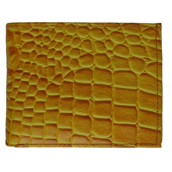 Crocodile Print Cowhide Leather Bifold Wallet with Center ID Window & Credit Card Slots 71152 CR