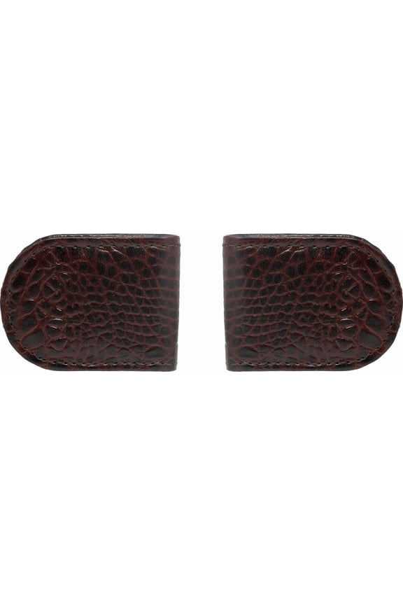 Set of 2 - Made in India Genuine Cowhide Slim Leather Magnetic Money Clip (Croc Brown)
