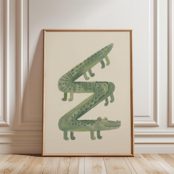Crocodile Print, Green Nursery Decor, Unframed Paper Poster 24x36in