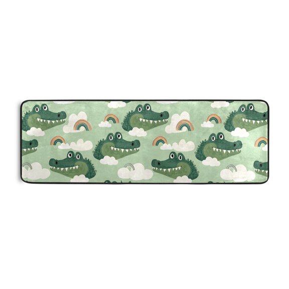 Crocodile Rainbow Cloud Pattern Runner Rug 24x72 Inch Cushioned Non Slip Soft Absorbent Floor Mat