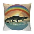 thumbnail image 1 of Crocodile  Retro Sunset Lover Cute  Mom Dad Throw Pillow,  Multicolor, 1 of 5