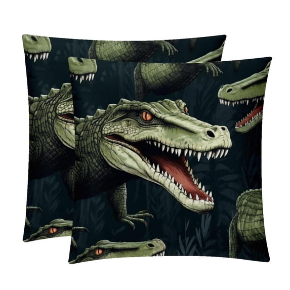 Crocodile Set of 2 Velvet Throw Pillow with Unique Patterns - 16x16, 18x18, 20x20 Inches for Various Occasions - Pillows Covers Throw Pillow Inserts Pillow Inserts