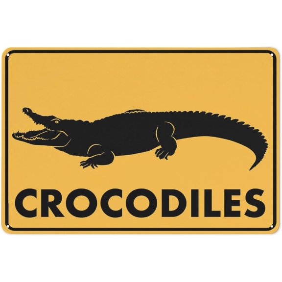 Crocodile Sign 8"x12" Rust Free Aluminum Easy To Read Sturdy, Keep Out Outdoor For Home Farm Yard, Crocodile Warning Marker