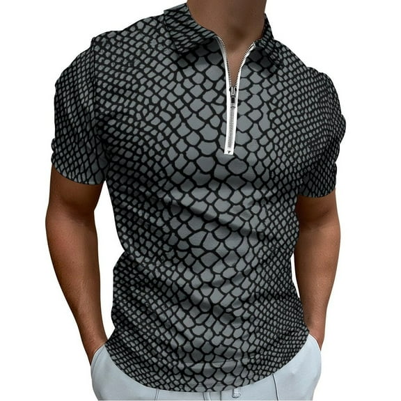 Crocodile Silver Men Zipper T-shirt Summer Casual Short Sleeve T-shirt Top