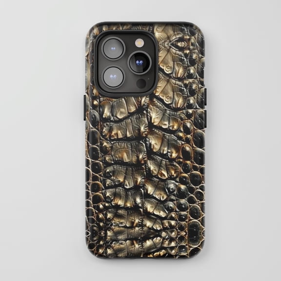 Crocodile Skin For iPhone Protective Phone Case Realistic Animal Print Dark Brown Textured Finish