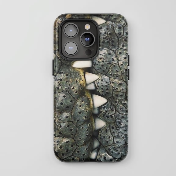 Crocodile Skin For iPhone Protective Phone Case Realistic Animal Print Dark Green Grey