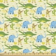 thumbnail image 1 of Crocodile Sofa Upholstery Fabric by the Yard, Illustration of Wildlife Reptiles Elephants Man Bananas Cactus Pyramids, Decorative Fabric for DIY & Home Accents, 1 Yard, Cream Multicolor by Ambesonne, 1 of 4