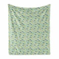 thumbnail image 1 of Crocodile Soft Flannel Fleece Blanket, Composition of Funny Exotic Plantation and Smiling Crawling Creatures, Cozy Plush for Indoor and Outdoor Use, 50" x 60", Pale Green Multicolor, by Ambesonne, 1 of 5