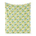 thumbnail image 1 of Crocodile Soft Flannel Fleece Blanket, Illustration of Wildlife Reptiles Elephants Man Bananas Cactus and Pyramids, Cozy Plush for Indoor and Outdoor Use, 70" x 90", Cream Multicolor, by Ambesonne, 1 of 5