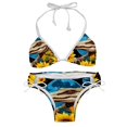 thumbnail image 1 of Crocodile Starry Sky Sunflower Detachable Sponge Adjustable Strap Bikini Set Two-Pack - Ideal for Beach & Pool Parties, 1 of 6