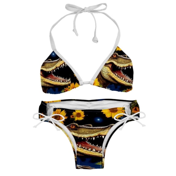 Crocodile Starry Sky Sunflower Detachable Sponge Adjustable Strap Bikini Set Two-Pack Swim Suits for WomenToolStrip with applicable scenes