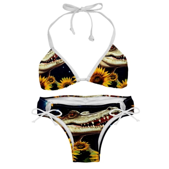 Crocodile Starry Sky Sunflower Detachable Sponge Adjustable Strap Bikini Set Two-Pack for Various Scenes