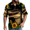thumbnail image 1 of Crocodile Starry Sky Sunflower Men's Button Down Hawaiian Print Short Sleeve Casual Summer Beach Shirts, 1 of 6