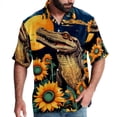thumbnail image 1 of Crocodile Starry Sky Sunflower Men's Hawaiian Button Down Short Sleeve Casual Printed Summer Beach Unisex Shirt, 1 of 6