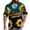 thumbnail image 1 of Crocodile Starry Sky Sunflower Men's Short Sleeve Button Down Casual Beach Printed Shirts, 1 of 6