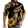 thumbnail image 1 of Crocodile Starry Sky Sunflower Men's Short Sleeve Button Down Spread Collar Beach Shirts, 1 of 6