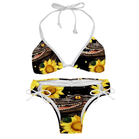 Crocodile Starry Sky Sunflower Swim Wear Detachable Sponge Adjustable Strap Bikini Set Two-Pack for Multiple Scenes