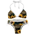 thumbnail image 1 of Crocodile Starry Sky Sunflower Swimsuit Women Bikinis: Detachable Sponge Adjustable Strap Bikini Set Two-Pack Beach Pool Vacation., 1 of 6