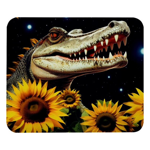 Crocodile Starry Sunflower Mouse Pad for Wireless Mouse Home Office Desk Laptop with Rubber Base