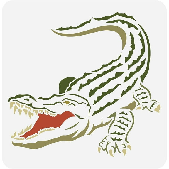 Crocodile Stencil 11.8x11.8inch Reusable Crocodile Painting Template DIY Craft Animal Crocodile Pattern Stencil for Painting on Wood Floor Wall and Furniture diy