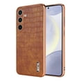 thumbnail image 1 of Crocodile Texture PU Leather Cover for Samsung Galaxy A16 5G/4G, All-Inclusive Camera Lens Protection (without Lens Film) Case Luxury Plating Slim Fit Anti-Fall Plating Frame Phone Case, Brown, 1 of 8