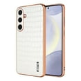 thumbnail image 1 of Crocodile Texture PU Leather Cover for Samsung Galaxy A26 5G, All-Inclusive Camera Lens Protection (without Lens Film) Case Luxury Plating Slim Fit Anti-Fall Plating Frame Phone Case, White, 1 of 8