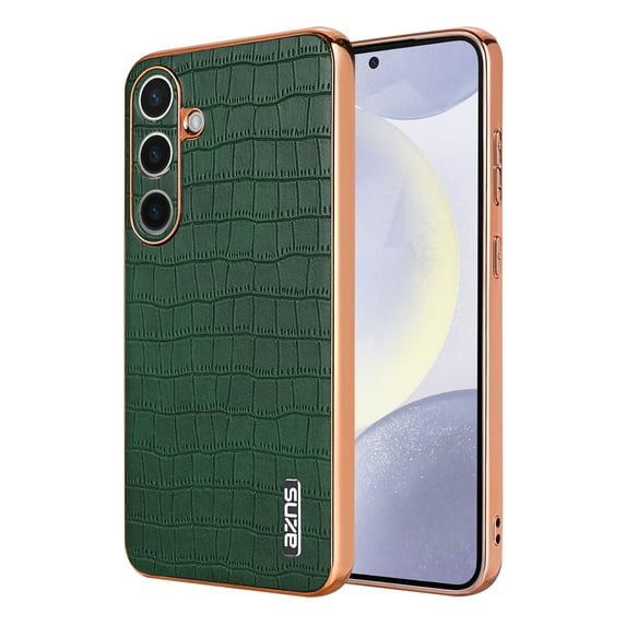 Crocodile Texture PU Leather Cover for Samsung Galaxy A56 5G, All-Inclusive Camera Lens Protection (without Lens Film) Case Luxury Plating Slim Fit Anti-Fall Plating Frame Phone Case, Green