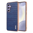 thumbnail image 1 of Crocodile Texture PU Leather Cover for Samsung Galaxy S23 FE, All-Inclusive Camera Lens Protection (without Lens Film) Case Luxury Plating Slim Fit Anti-Fall Plating Frame Phone Case, Blue, 1 of 8