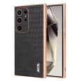 thumbnail image 1 of Crocodile Texture PU Leather Cover for Samsung Galaxy S24 Ultra, All-Inclusive Camera Lens Protection (without Lens Film) Case Luxury Plating Slim Fit Anti-Fall Plating Frame Phone Case, Black, 1 of 8