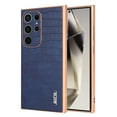 thumbnail image 1 of Crocodile Texture PU Leather Cover for Samsung Galaxy S24 Ultra, All-Inclusive Camera Lens Protection (without Lens Film) Case Luxury Plating Slim Fit Anti-Fall Plating Frame Phone Case, Blue, 1 of 8