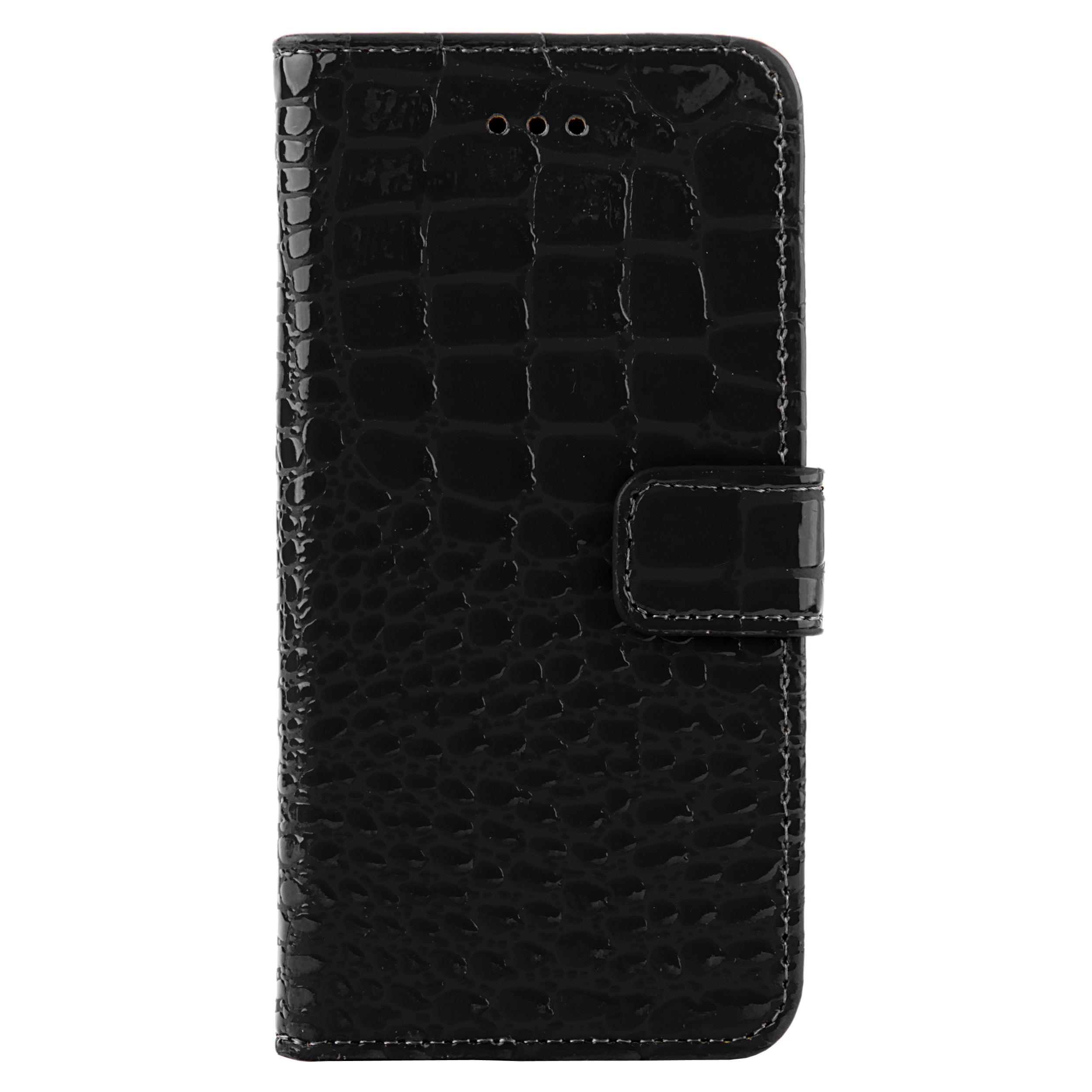 Crocodile Vegan Leather Wallet Stand Case for Apple iPhone 6 / 6S With 3 Dedicated Card Slots, Cash Slot, and Magnetic Cover / Flap (Black)