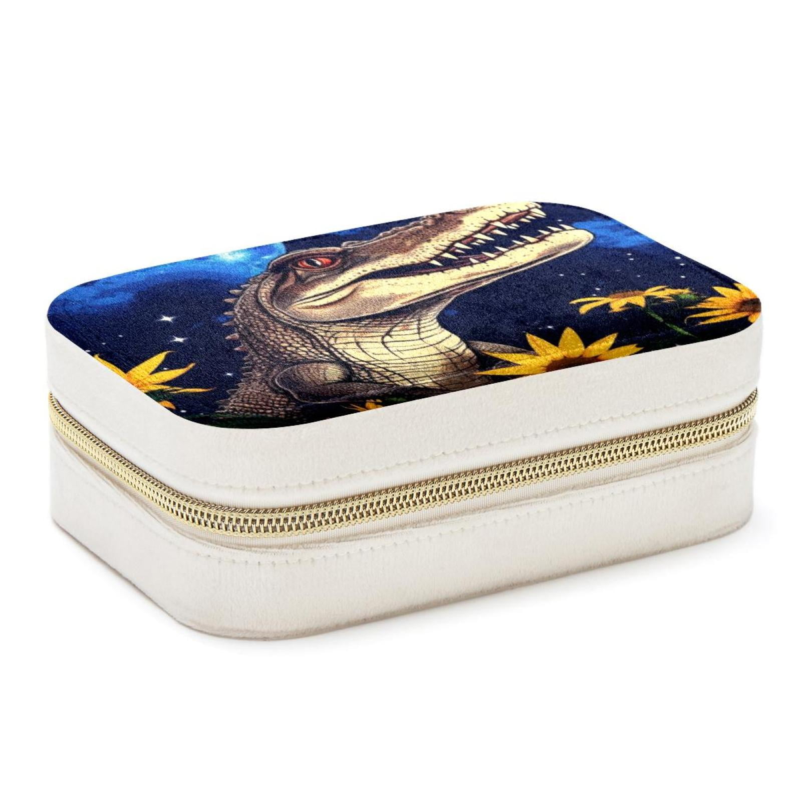 Crocodile Velvet Portable Decorative Box with Removable Compartment ...