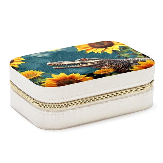 Crocodile Velvet Portable Travel Organizer with Removable Compartment - Gift, Earring Organizer, Storage Box, and Bracelet Holder
