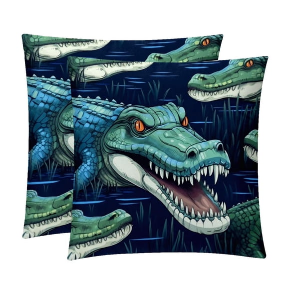 Crocodile Velvet Throw Pillow Covers Set of 2 with Unique Patterns in Sizes 16x16, 18x18, and 20x20 Inches for Chair Pillow